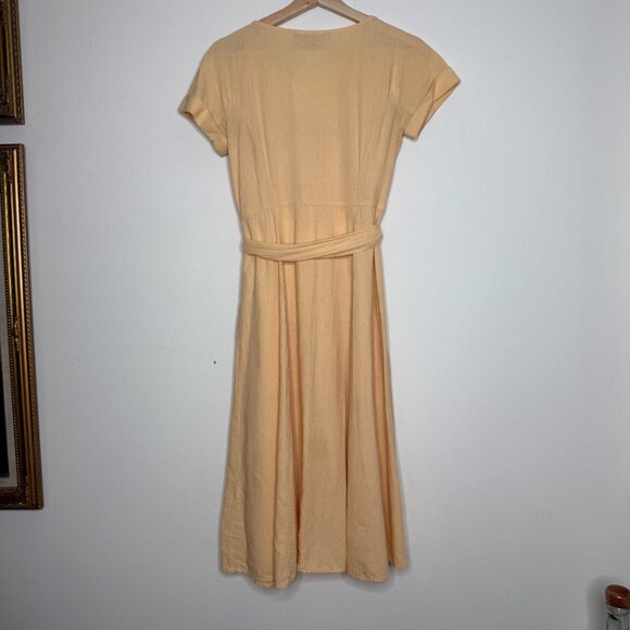 Gal Meets Glam | Vanessa Button-Down Linen Blend Dress in Butter Yellow - 2 - Picture 4 of 10